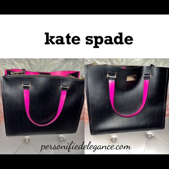 Kate Spade Arbour Hill Kyra Black Pink Leather Handbag - Picture 5 of 10
